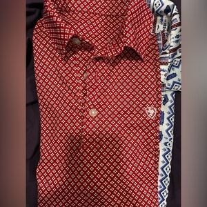 Ariat Red and White Patterned Men's Shirt